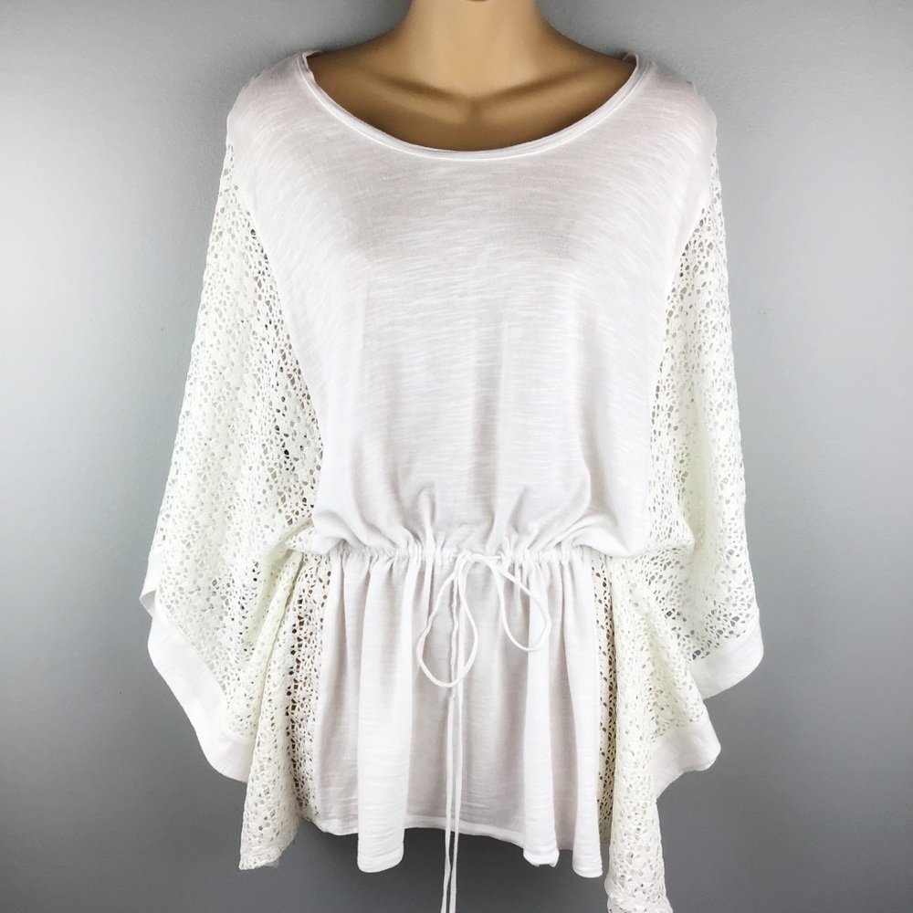 Two by Vince Camuto Ivory Lace Contrast Swim Coverup | M\L